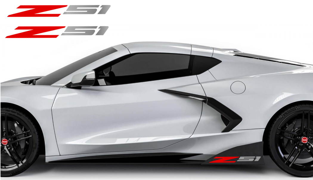 Premium Z51 Racing Decal Sticker Fits C8 Corvette Stingray Sideskit